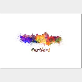 Hartford skyline in watercolor Posters and Art